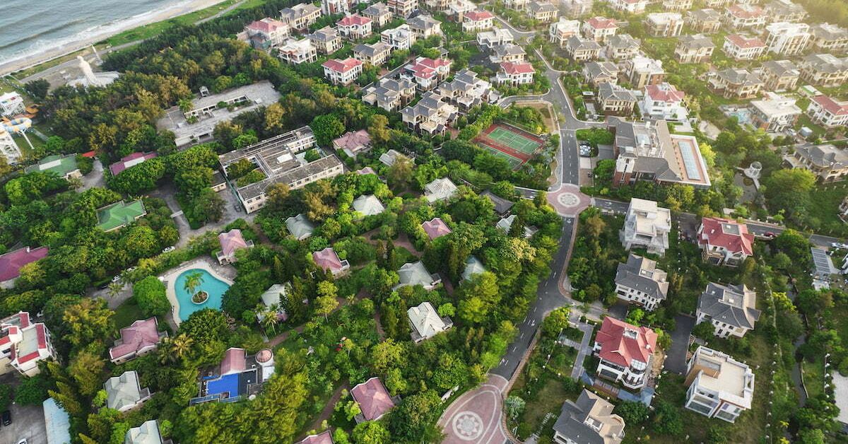 Aerial view of houses