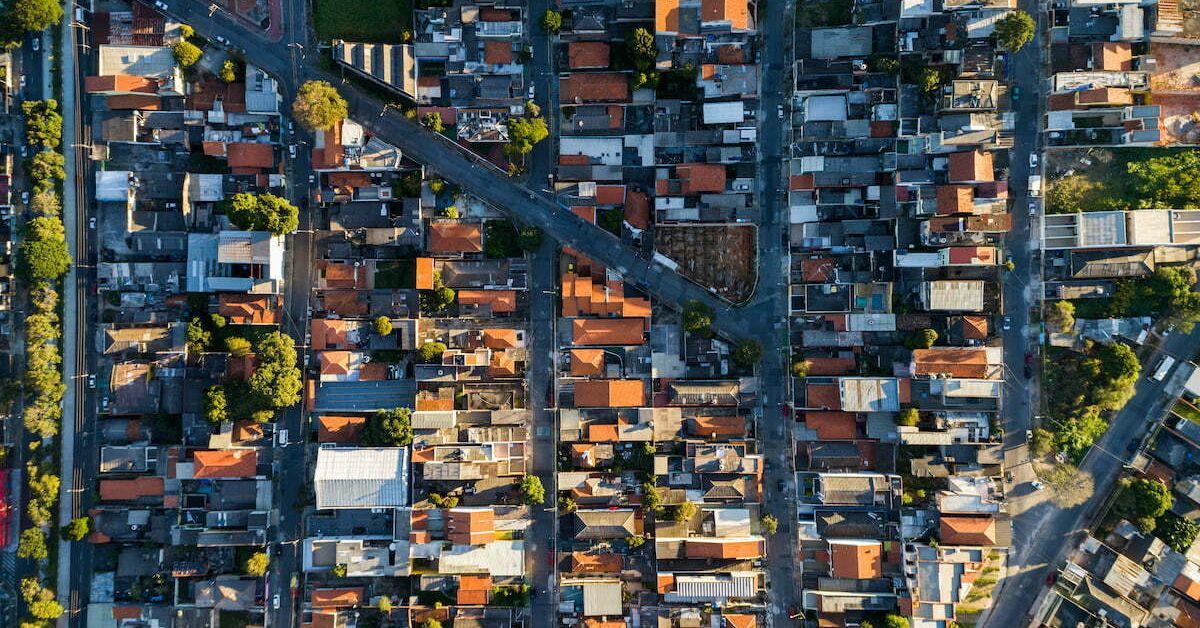 Aerial view of houses